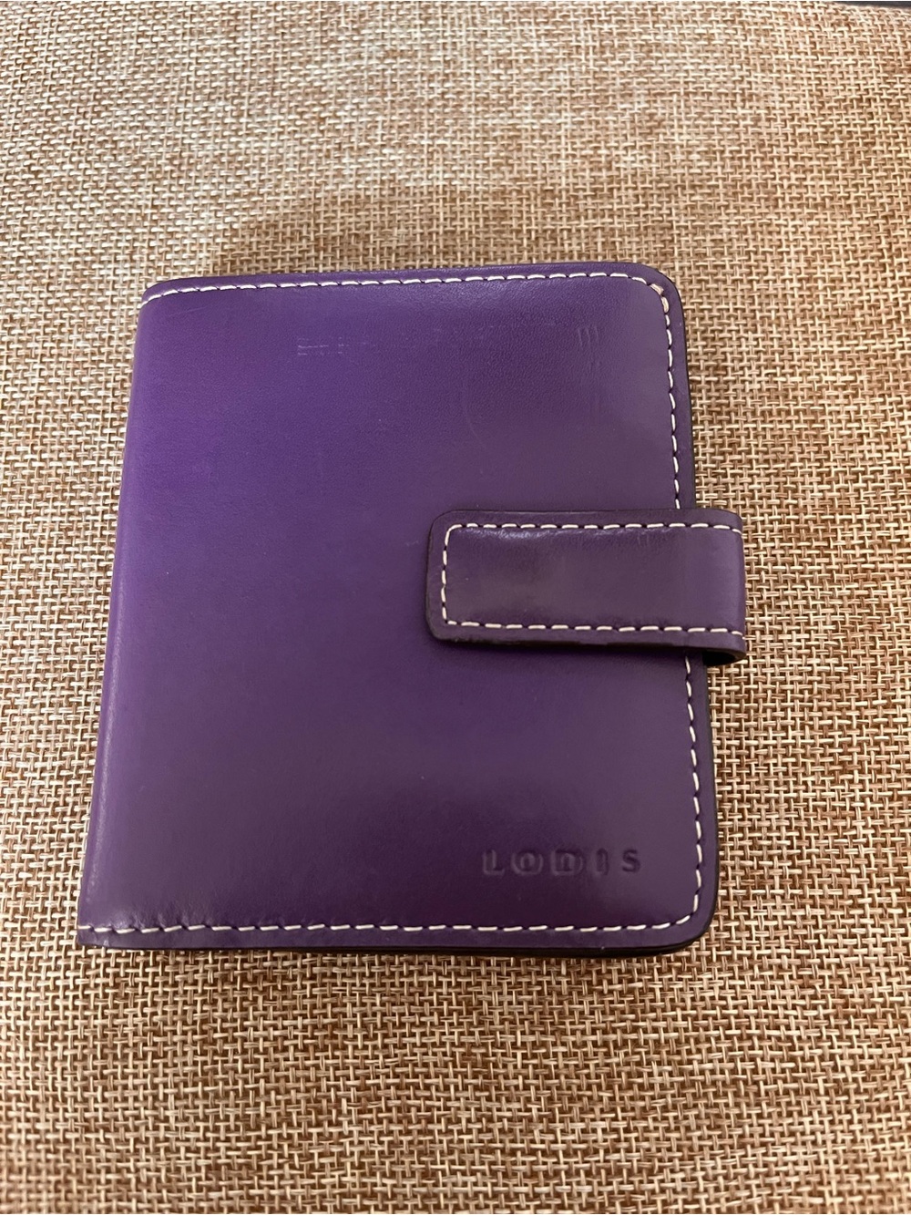 Lodis Petite Purple Leather Card Organizer Wallet Snap Closure Coin Pocket